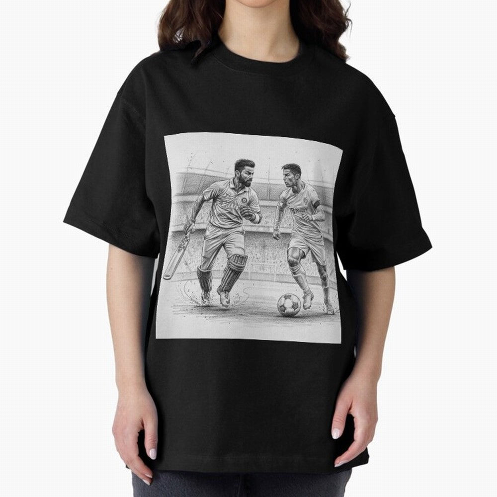 Virat Kohli and Cristiano Ronaldo Oversized T-Shirt Step into FIFA World Cup 2026 USA Canada Mexico for Fans of Mbappe and England, Bringing Goal Celebration Energy, Supporter Heritage, Football Icons and Worldwide Tournament Joy; Ideal for