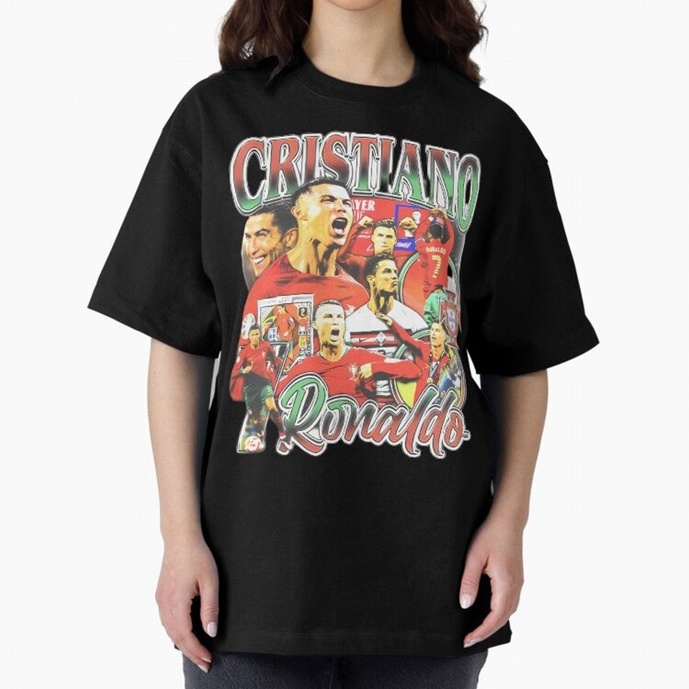 Cristiano Ronaldo Oversized T-Shirt Step into Match Day Hype around FIFA World Cup 2026 USA Canada Mexico, Mbappe and Neymar, Spain and Netherlands, Match Day Excitement, Supporter Culture, Golden Goals and Global Football Passion; Ideal for