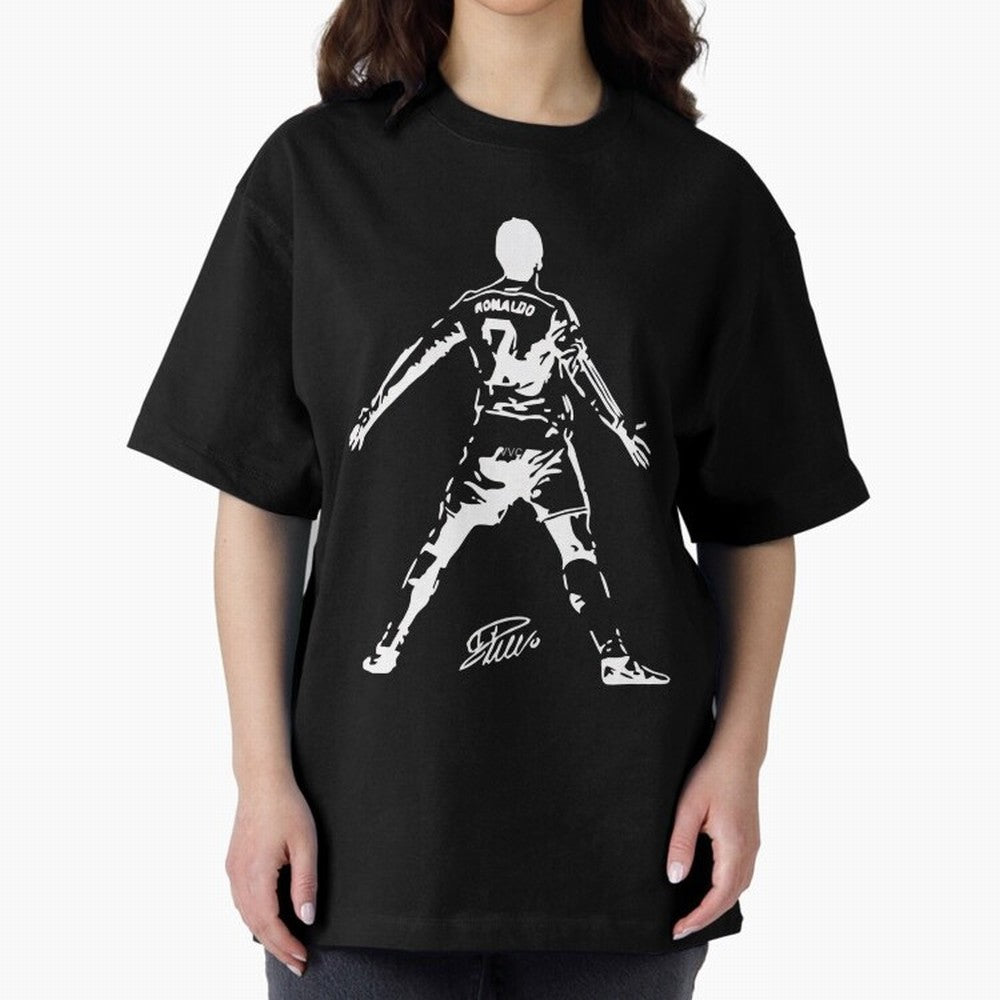 Retro Football Player Celebration Silhouette Artwork For Men And Gift For Soccer Fans Oversized T-Shirt Represent the Passion of FIFA World Cup 2026 Group Stage Built around CR7 and Messi, Netherlands Energy, Football History, Final Match Energy,