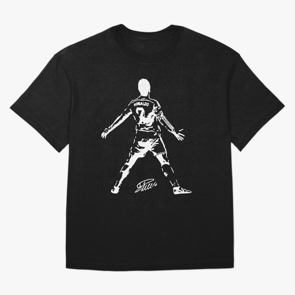 Retro Football Player Celebration Silhouette Artwork For Men And Gift For Soccer Fans Oversized T-Shirt Represent the Passion of FIFA World Cup 2026 Group Stage Built around CR7 and Messi, Netherlands Energy, Football History, Final Match Energy,