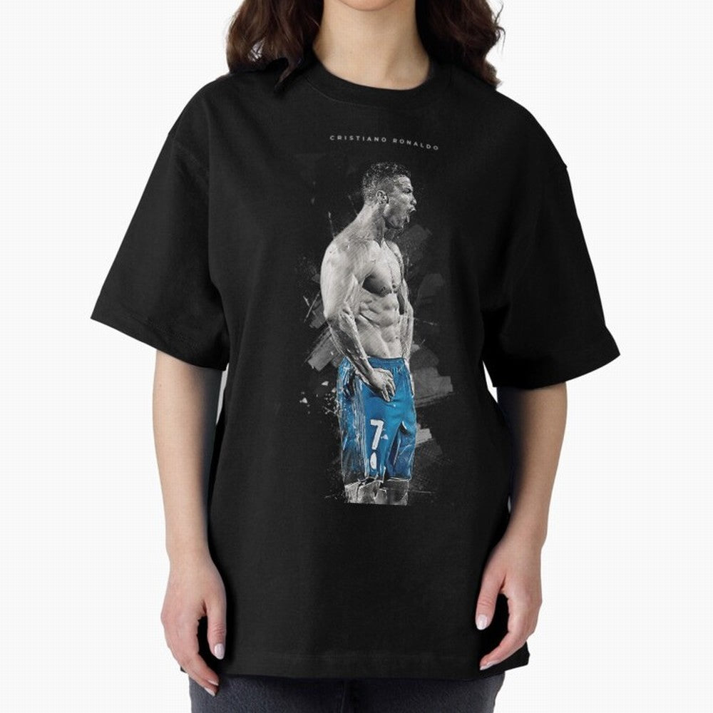 Abstract Football Player Celebration Artwork For Men And Gift For Soccer Fans Oversized T-Shirt Relive the Noise and Pride of Global Football Passion for FIFA World Cup 2026, Driven by Mbappe and Neymar, Spain and Netherlands, Champion Mindset,