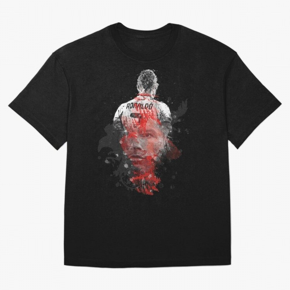 Abstract Football Player Portrait Retro Poster Art For Men, Gift For Soccer Fans Oversized T-Shirt Honor the Football Icons of Global Football Passion for FIFA World Cup 2026, Celebrating Neymar, Haaland and Cristiano Ronaldo, Argentina, Goal