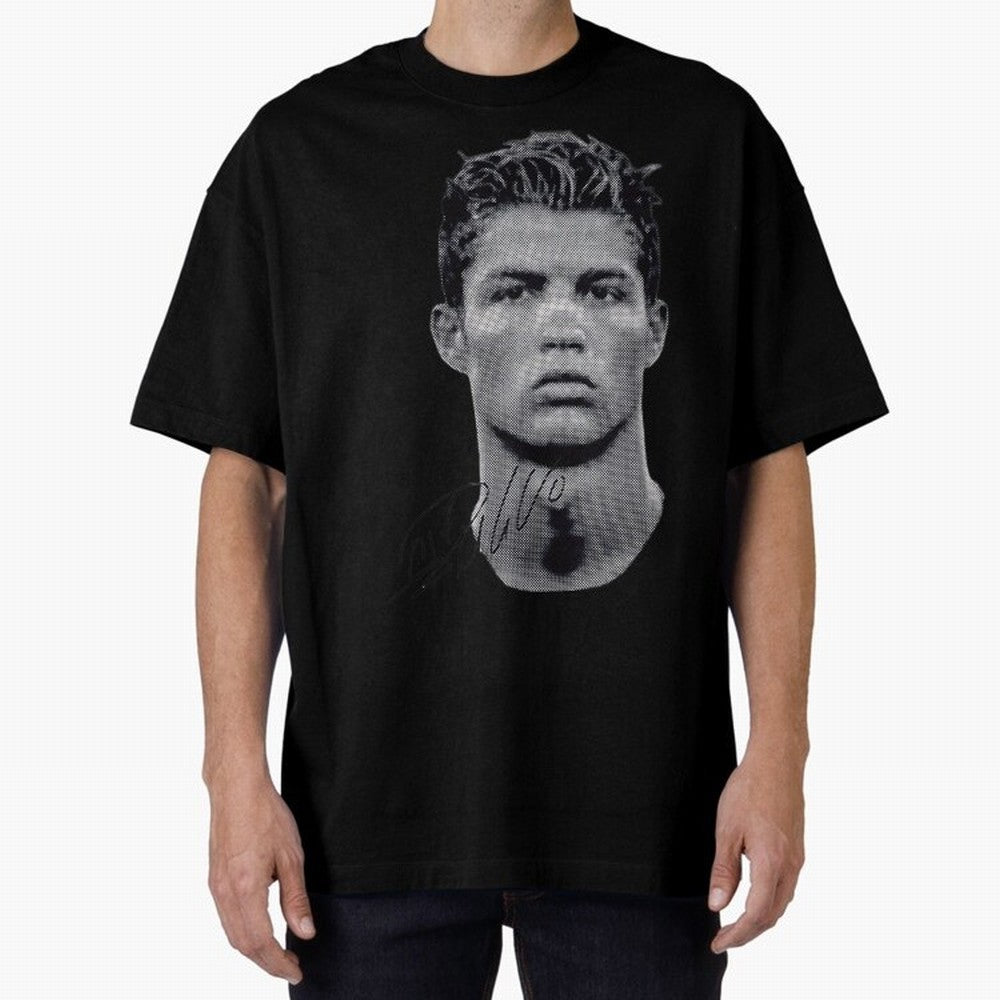 Retro Football Legend Portrait Illustration For Men And Gift For Soccer Fans Oversized T-Shirt Show Passion for the Stars of FIFA World Cup 2026 USA Canada Mexico Spirit, Inspired by Spain and Netherlands, Messi, CR7 and Mbappe, Global Supporter