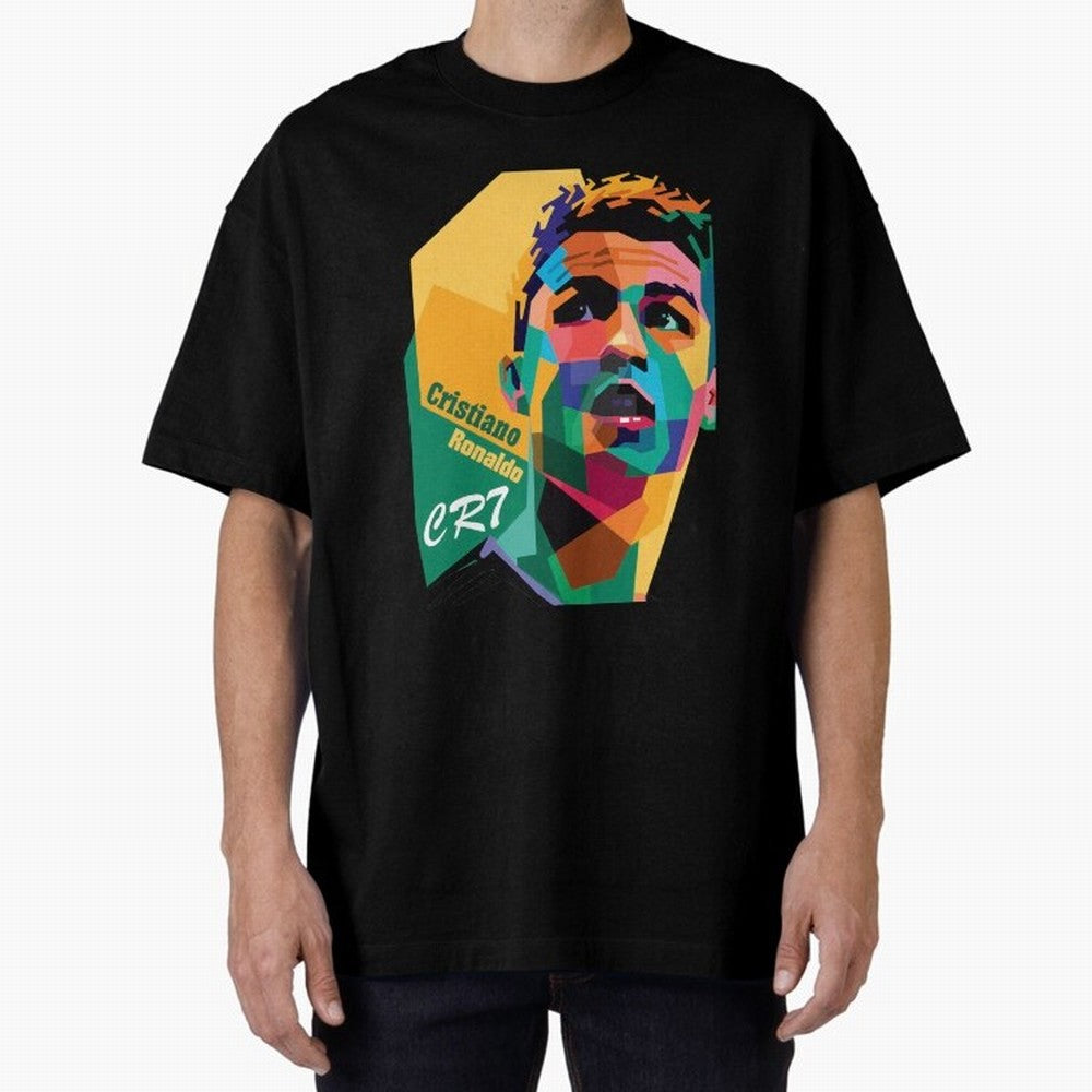 CR7 Pop Art Cristiano Ronaldo Design For Football Fans Gift For Soccer Lovers Oversized T-Shirt Make Every Match About FIFA World Cup 2026 USA Canada Mexico Highlighting Mbappe and Neymar, Spain and Netherlands Energy, Tournament Hype, Historic