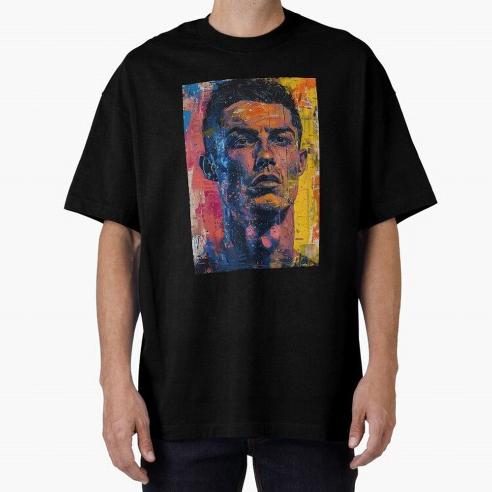 Cristiano Ronaldo illustration Oversized T-Shirt Bring Stadium Energy to Match Day Hype around FIFA World Cup 2026, Haaland, Germany, Soccer Culture, Superstar Moments, National Team Dreams and Competitive Fire; Ideal for Passionate Fans Who Love