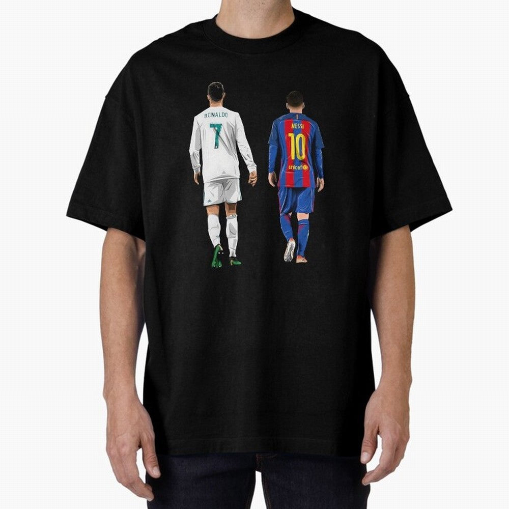 Cristiano Ronaldo & Messi vector Oversized T-Shirt Bring Retro Soccer Energy to Match Day Hype around FIFA World Cup 2026 USA Canada Mexico, Haaland and Mbappe, England, Global Supporter Spirit, Legendary Goals, National Colors and Tournament