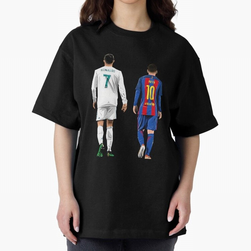 Cristiano Ronaldo & Messi vector Oversized T-Shirt Bring Retro Soccer Energy to Match Day Hype around FIFA World Cup 2026 USA Canada Mexico, Haaland and Mbappe, England, Global Supporter Spirit, Legendary Goals, National Colors and Tournament