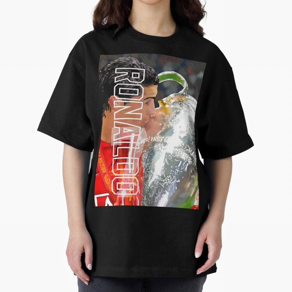 Cristiano Ronaldo ¨C 2008 Manchester United Champions League Glory Artwork by GrizzlyGFX Oversized T-Shirt Mark FIFA World Cup 2026 Group Stage Spirit, Connected to Brazil, Portugal and Argentina, Mbappe and Neymar, Classic Soccer Heritage,