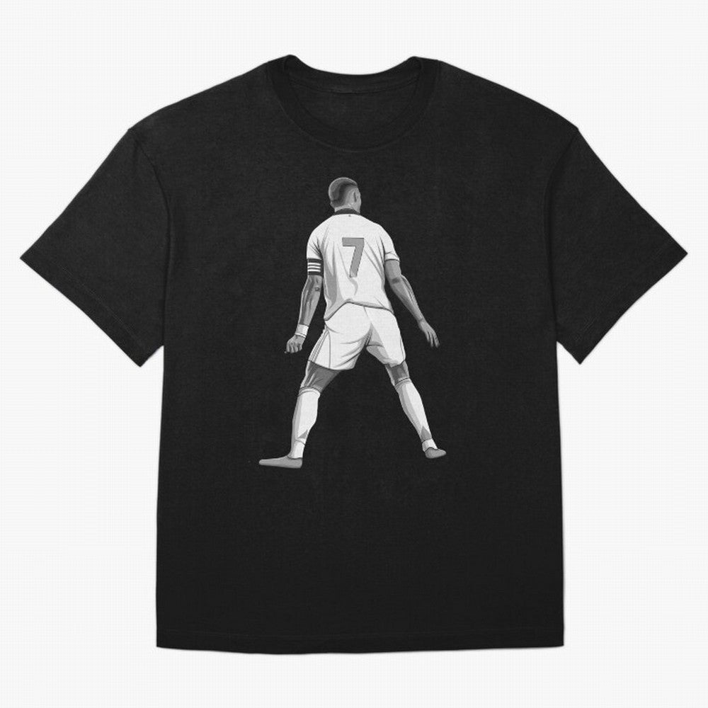 Cristiano Ronaldo Black and White Version Oversized T-Shirt Celebrate Fan Favorites in Global Football Passion for FIFA World Cup 2026 Group Stage, Inspired by Haaland and Mbappe, Portugal, Spain and Germany, Goal Celebration Energy, Supporter