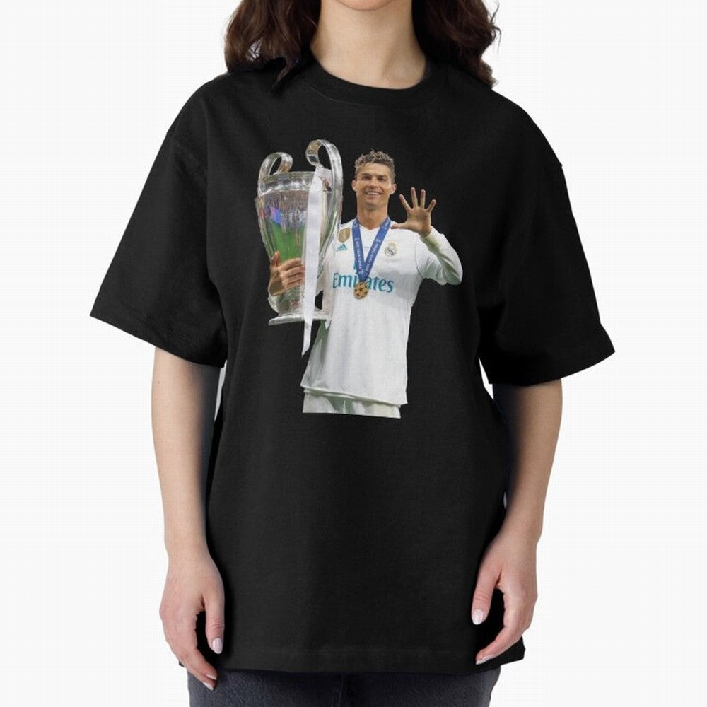 Cristiano Ronaldo with the cup Oversized T-Shirt Celebrate Rivalries and Pride in FIFA World Cup 2026 Group Stage Driven by Cristiano Ronaldo, Haaland and CR7, Brazil, Portugal and Argentina Energy, Global Supporter Spirit, Legendary Goals,