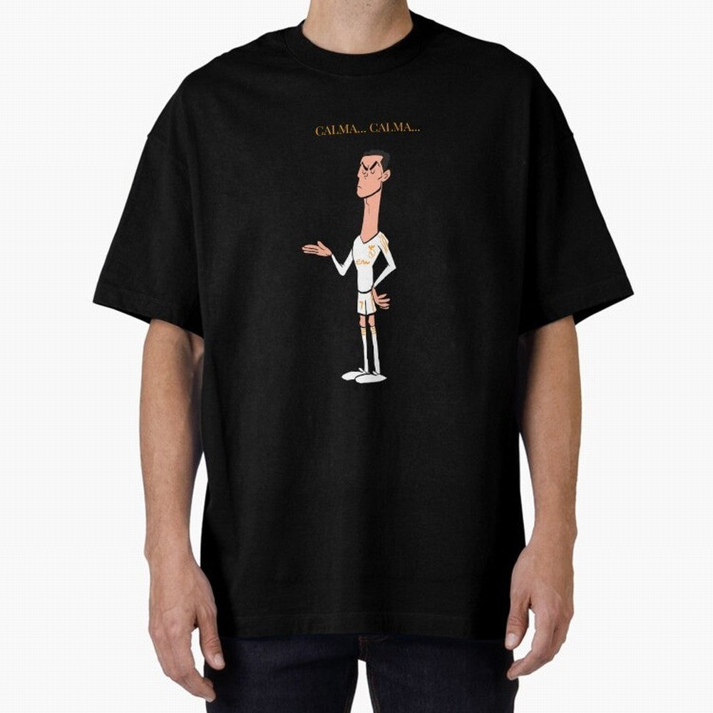 Cristiano Ronaldo ¨C Calma Calma Shirt Celebration (Cartoon) Oversized T-Shirt Discover FIFA World Cup 2026 USA Canada Mexico for Fans of Neymar and Portugal, Spain and Germany, Bringing Classic Soccer Heritage, Championship Pressure, Fan Loyalty