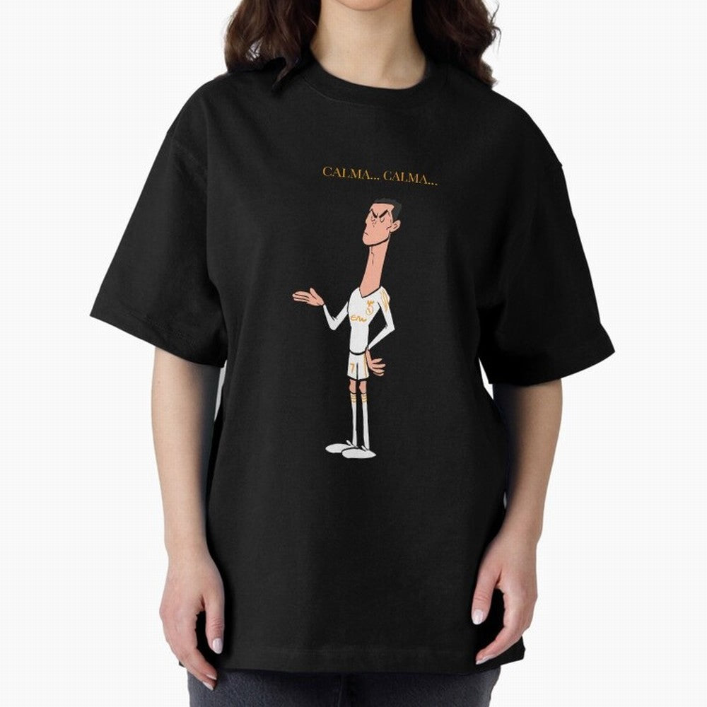 Cristiano Ronaldo ¨C Calma Calma Shirt Celebration (Cartoon) Oversized T-Shirt Discover FIFA World Cup 2026 USA Canada Mexico for Fans of Neymar and Portugal, Spain and Germany, Bringing Classic Soccer Heritage, Championship Pressure, Fan Loyalty