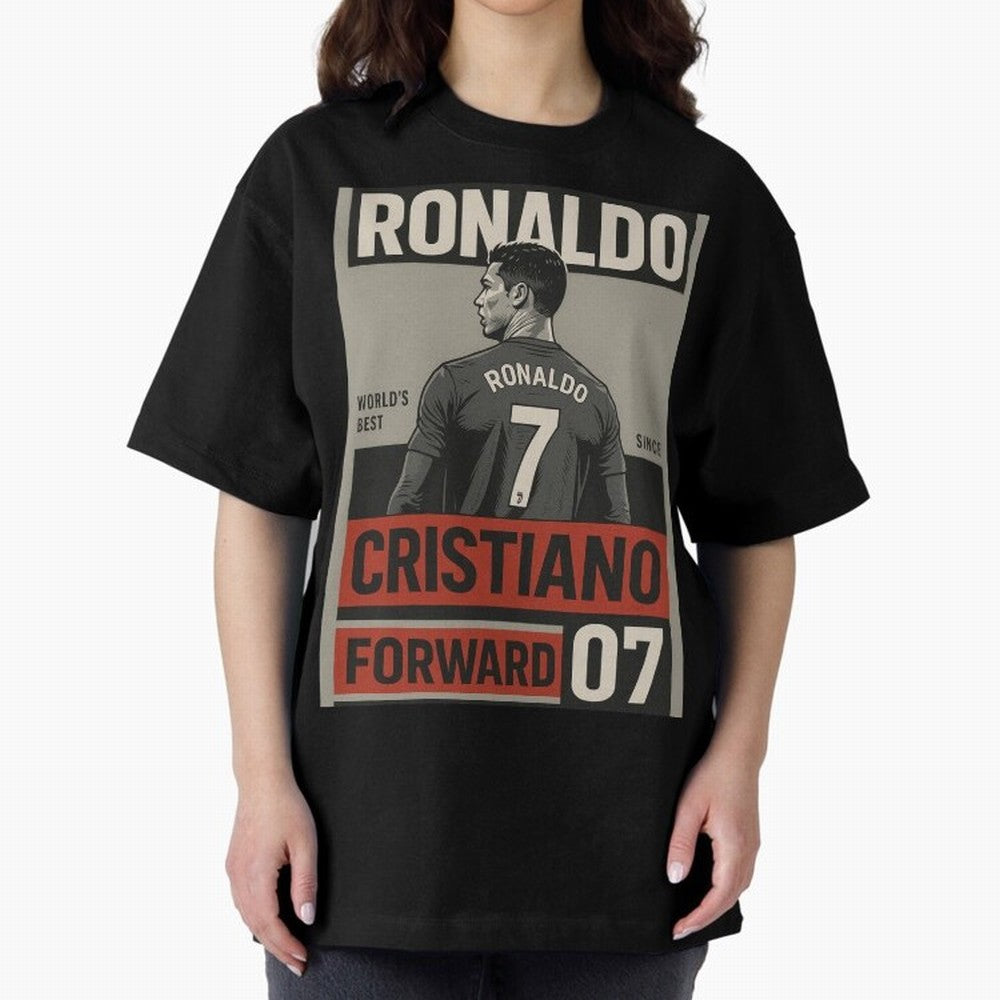 CR7 Legacy ¨C Cold Blooded Greatness Poster Art Oversized T-Shirt Join Supporters Worldwide for the FIFA World Cup 2026 Journey through Haaland and Mbappe Highlights, Brazil, Portugal and Argentina Pride, Football Festival Excitement, Trophy
