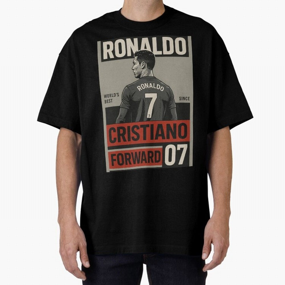 CR7 Legacy ¨C Cold Blooded Greatness Poster Art Oversized T-Shirt Join Supporters Worldwide for the FIFA World Cup 2026 Journey through Haaland and Mbappe Highlights, Brazil, Portugal and Argentina Pride, Football Festival Excitement, Trophy