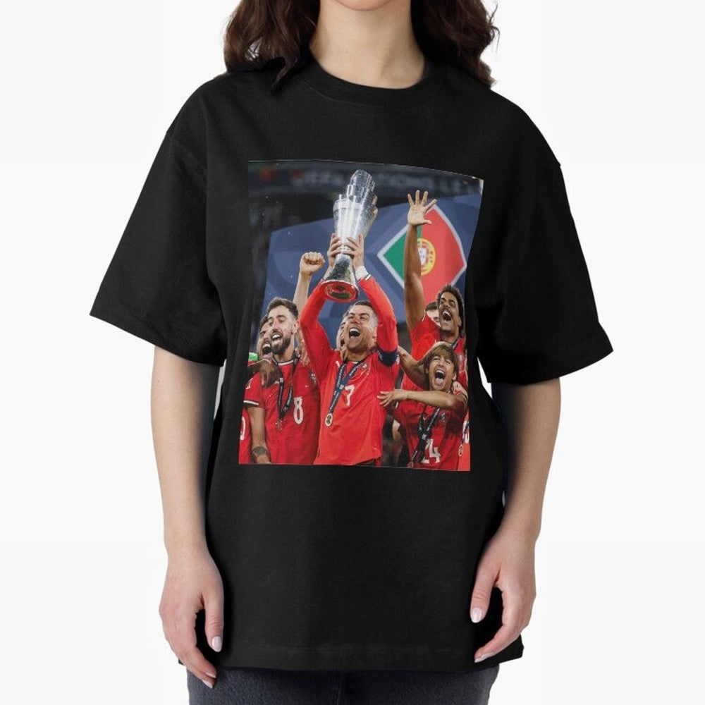 Portugal Football Team | 2025 Champions | Illustration Drawing Oversized T-Shirt Refresh FIFA World Cup 2026 USA Canada Mexico for Fans of Cristiano Ronaldo and France, Bringing Worldwide Fan Energy, Dramatic Goals, Stadium Lights and Championship