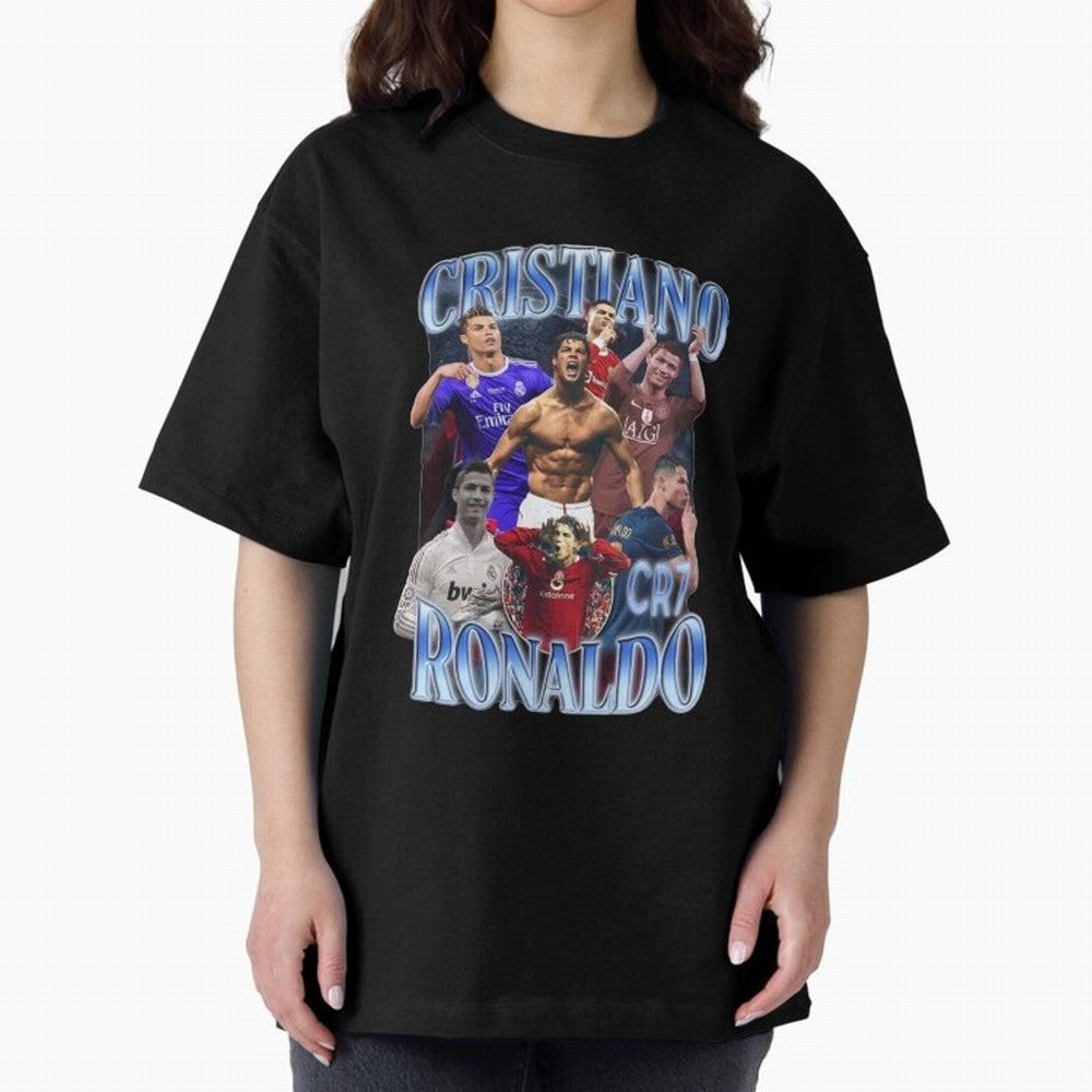 Cristiano Ronaldo GOAT Oversized T-Shirt Show Your Love for FIFA World Cup 2026 USA Canada Mexico for Fans of Messi and Cristiano Ronaldo and England, Bringing Soccer Culture, Superstar Moments, National Team Dreams and Competitive Fire; Built for