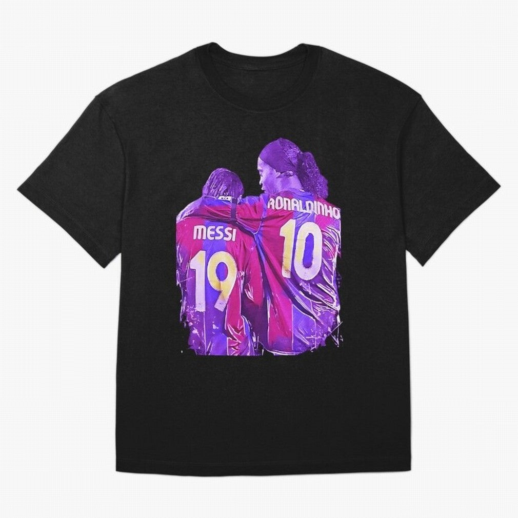 ronaldinho and messi - goat Oversized T-Shirt Follow FIFA World Cup 2026 Group Stage Celebrating Haaland and Mbappe, England and Germany Energy, Retro Football Energy, Iconic Rivalries, Trophy Chase Drama and Stadium Atmosphere; Ideal for Football