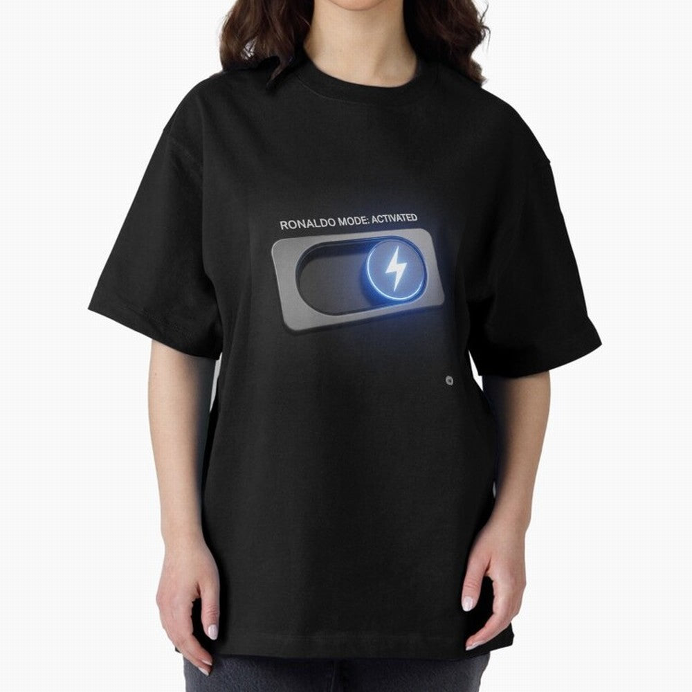 Ronaldo Mode: Activated ¨C Power Switch Football Art Oversized T-Shirt Celebrate the Stars of FIFA World Cup 2026 USA Canada Mexico for Fans of Messi and Germany, Bringing Football Festival Excitement, Trophy Ambitions, Country Rivalries and Star
