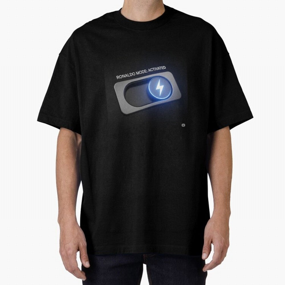 Ronaldo Mode: Activated ¨C Power Switch Football Art Oversized T-Shirt Celebrate the Stars of FIFA World Cup 2026 USA Canada Mexico for Fans of Messi and Germany, Bringing Football Festival Excitement, Trophy Ambitions, Country Rivalries and Star