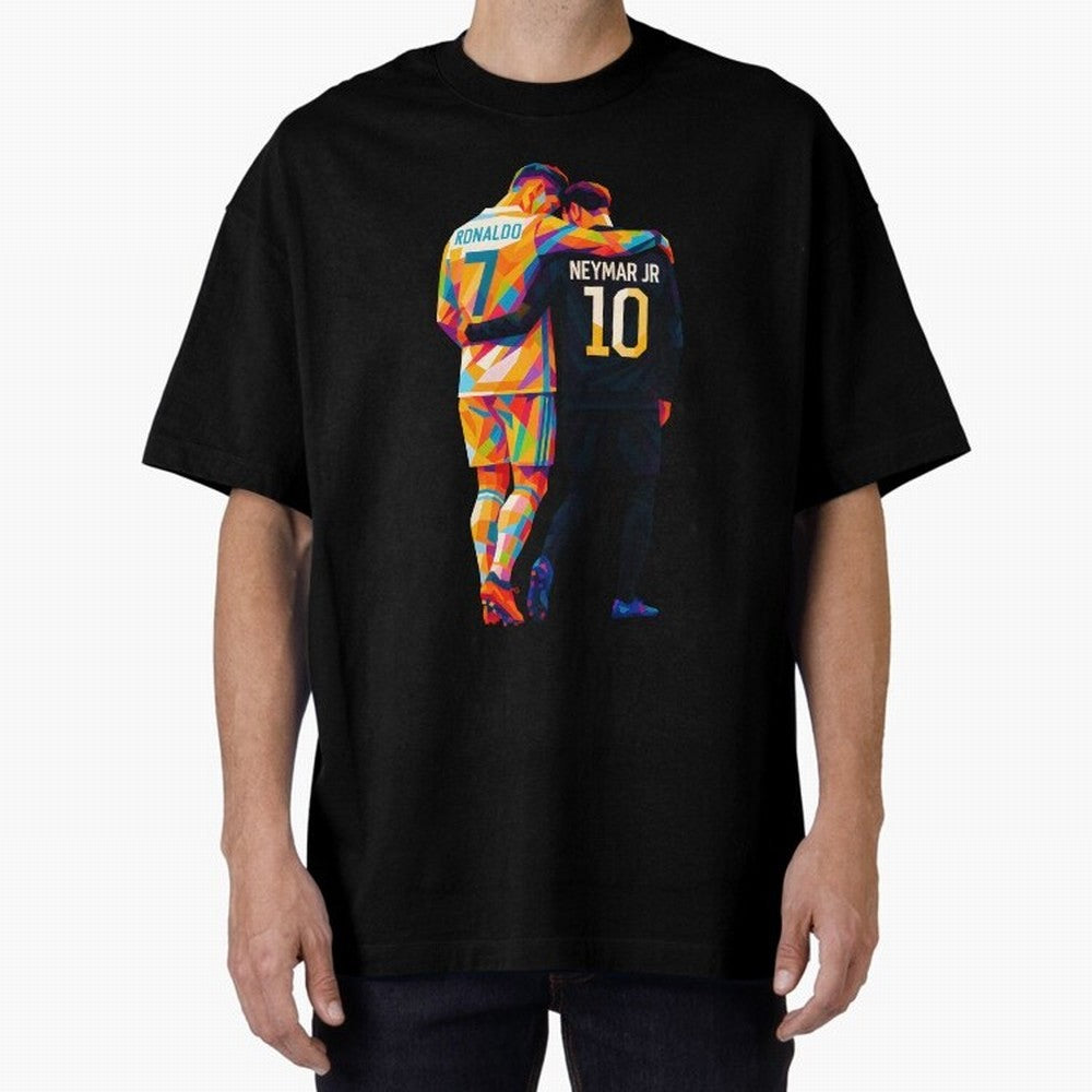 Cristiano Ronaldo & Neymar JR Wpap Art Oversized T-Shirt Fuel Your Fan Pride for FIFA World Cup 2026 Spirit, Capturing France, Cristiano Ronaldo, Retro Football Energy, Iconic Rivalries, Trophy Chase Drama and Stadium Atmosphere; Great for Watch