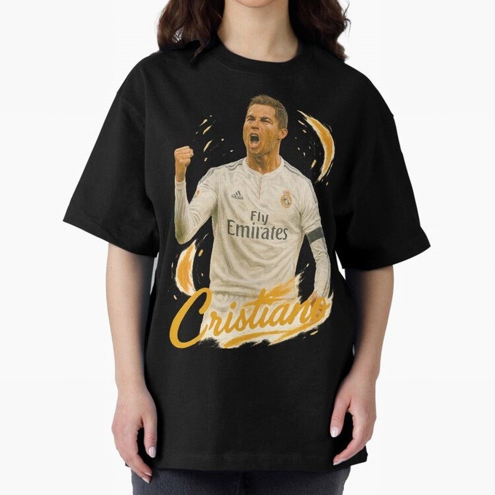 Cristiano Ronaldo Madrid Art - Iconic Soccer Legend Tribute Oversized T-Shirt Follow FIFA World Cup 2026 with Messi, Brazil Energy, Champion Mindset, Group Stage Buzz, Knockout Tension and Passionate Fan Culture; Built for Supporters Chasing Trophy