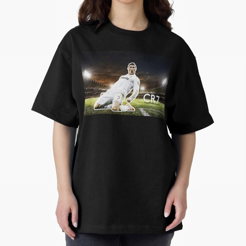 Cristiano Ronaldo Celebration Scene Oversized T-Shirt Celebrate the Next Chapter of FIFA World Cup 2026 USA Canada Mexico with Neymar, France and Portugal Energy, Champion Mindset, Group Stage Buzz, Knockout Tension and Passionate Fan Culture; Made