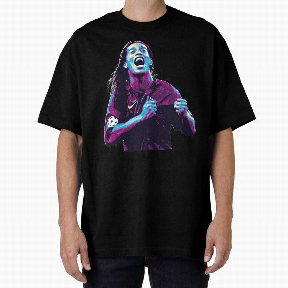 ronaldinho Oversized T-Shirt Celebrate the Next Chapter of FIFA World Cup 2026 for Fans of Haaland and France and Portugal, Bringing Retro Football Energy, Iconic Rivalries, Trophy Chase Drama and Stadium Atmosphere; Made for Die Hard Supporters,