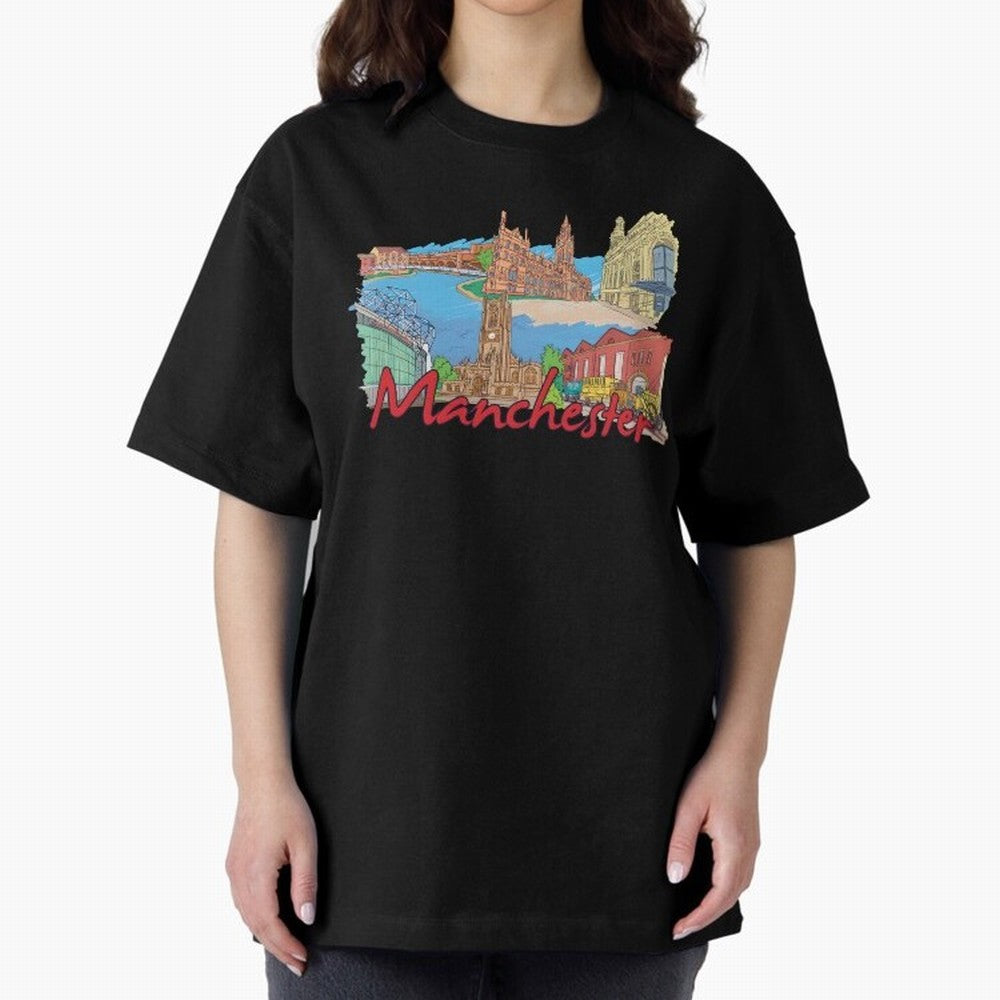 Manchester Oversized T-Shirt Bring World Football Passion into Match Day Hype around FIFA World Cup 2026 USA Canada Mexico, CR7, Spain, Vintage Soccer Flavor, Modern Football Stars, National Flags and Final Night Emotion; Made for Die Hard