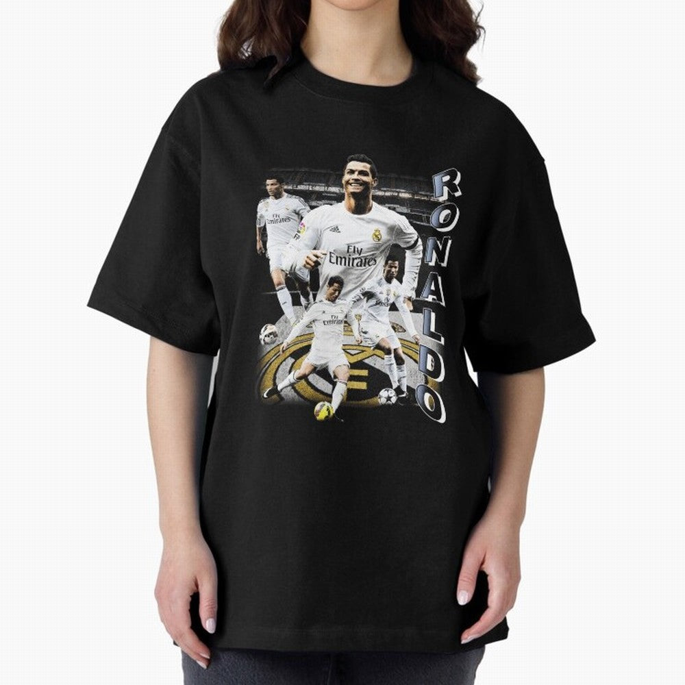 Cristiano Ronaldo Vintage Oversized T-Shirt Mark Global Football Passion for FIFA World Cup 2026 Group Stage, Connected to Messi, Argentina, Tournament Hype, Historic Matchups, Family Viewing Parties and Global Sports Pride; Great for Watch
