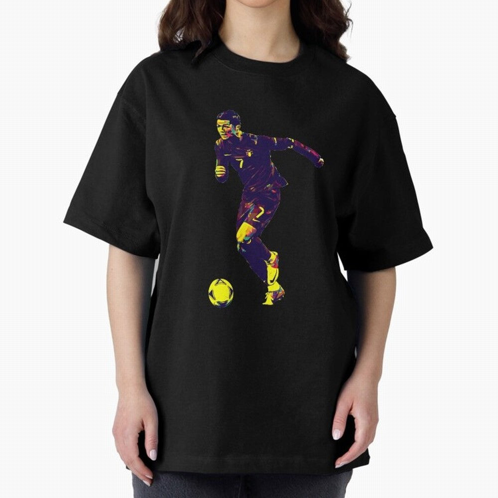 Cristiano Ronaldo Oversized T-Shirt Represent FIFA World Cup 2026 Connected to Mbappe and Neymar, Argentina, France and Brazil Energy, Vintage Soccer Flavor, Modern Football Stars, National Flags and Final Night Emotion; Made for Collectors Who