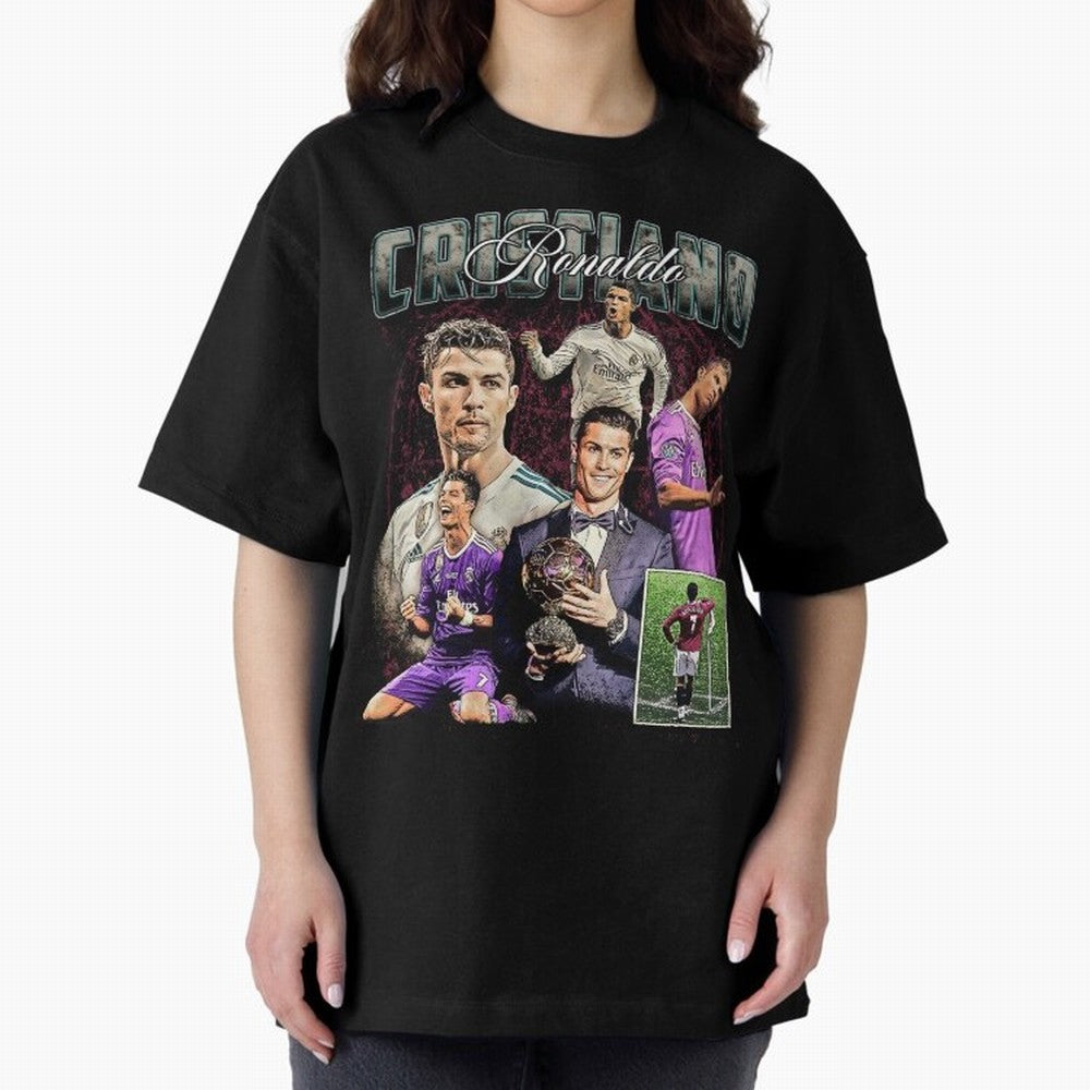 Cristiano Ronaldo Bootleg design Oversized T-Shirt Bring Stadium Energy to the FIFA World Cup 2026 Group Stage Journey through Messi and Cristiano Ronaldo Highlights, Portugal Pride, Global Supporter Spirit, Legendary Goals, National Colors and