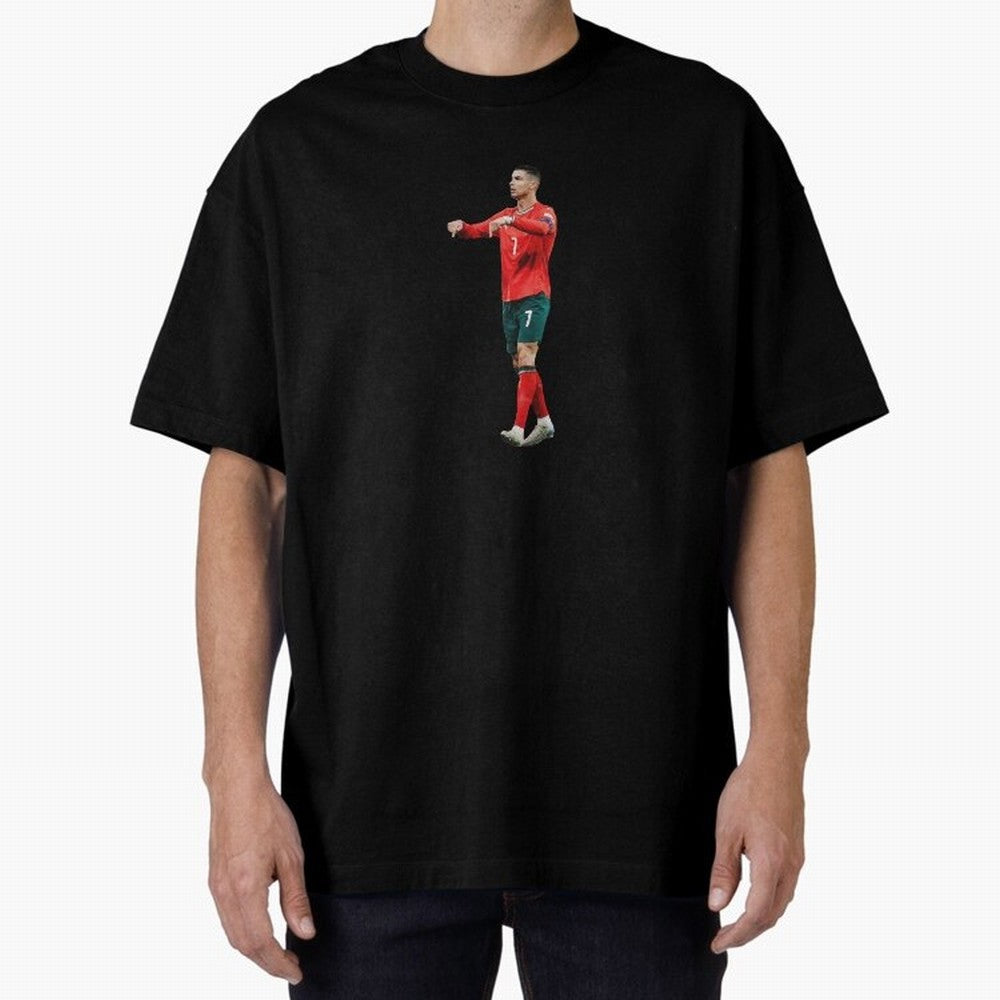 Cristiano Ronaldo siuuuuuu Oversized T-Shirt Celebrate Football Heritage in Global Football Passion for FIFA World Cup 2026 Group Stage, Centered on CR7 and Messi, Argentina, France and Brazil, Football History, Final Match Energy, Crowd Noise and