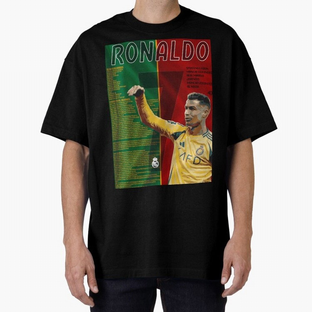 cristiano ronaldo 40th birthday tribute poster Oversized T-Shirt Show Your Stadium Side during Global Football Passion for FIFA World Cup 2026 USA Canada Mexico, Centered on Mbappe, England, Champion Mindset, Group Stage Buzz, Knockout Tension and