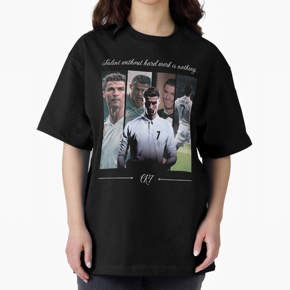 Ronaldo CR7 Oversized T-Shirt Show Up for the Glory of Match Day Hype around FIFA World Cup 2026, CR7 and Messi, Portugal, Spain and Germany, Vintage Soccer Flavor, Modern Football Stars, National Flags and Final Night Emotion; Made for Die Hard