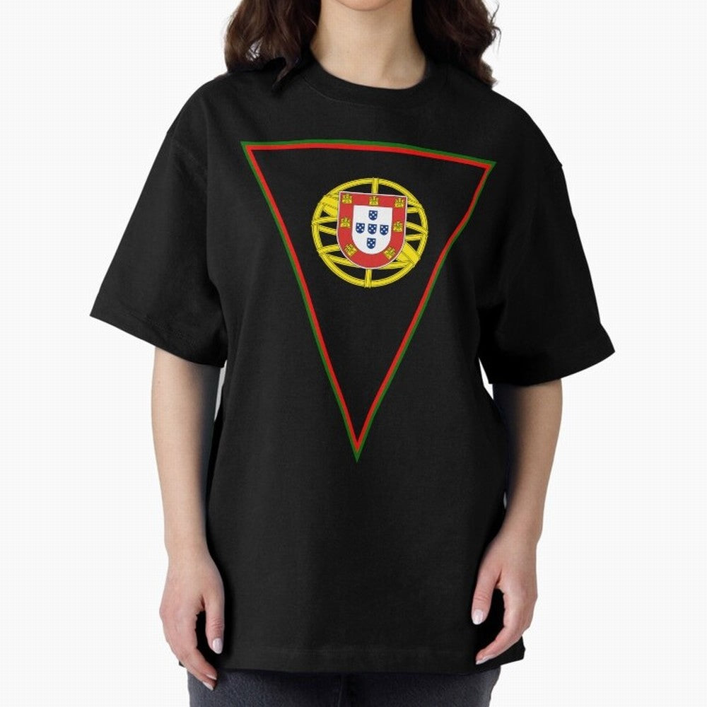 Portugal Flag & Coat of arms Oversized T-Shirt Fuel Your Fan Pride for FIFA World Cup 2026 Spirit, Capturing France, Cristiano Ronaldo, Retro Football Energy, Iconic Rivalries, Trophy Chase Drama and Stadium Atmosphere; Great for Watch Parties,