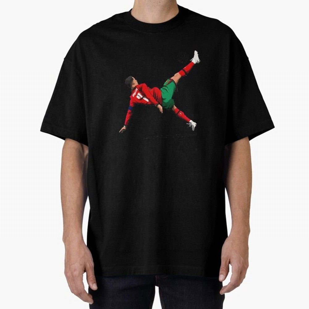 Cristiano Ronaldo 910th Goal Bicycle Kick Tribute Oversized T-Shirt Discover Match Day Hype around FIFA World Cup 2026, Messi, CR7 and Mbappe, Argentina and Brazil, Retro Football Energy, Iconic Rivalries, Trophy Chase Drama and Stadium Atmosphere;