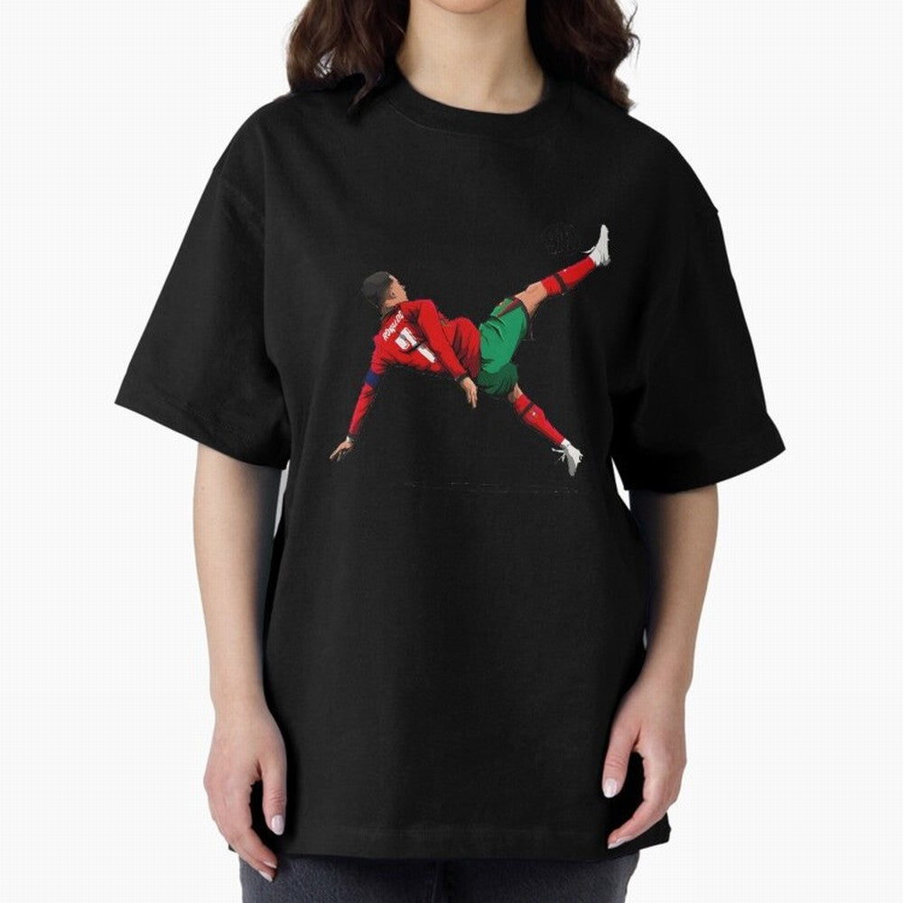 Cristiano Ronaldo 910th Goal Bicycle Kick Tribute Oversized T-Shirt Discover Match Day Hype around FIFA World Cup 2026, Messi, CR7 and Mbappe, Argentina and Brazil, Retro Football Energy, Iconic Rivalries, Trophy Chase Drama and Stadium Atmosphere;