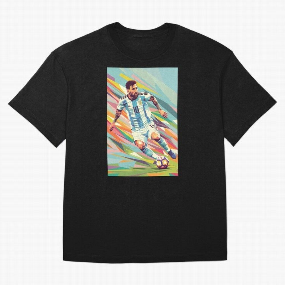 Messi in action Graphic poster design Oversized T-Shirt Share the FIFA World Cup 2026 Group Stage Journey through Mbappe and Neymar Highlights, France and Portugal Pride, Sports Nostalgia, International Competition, Famous Players and Unforgettable