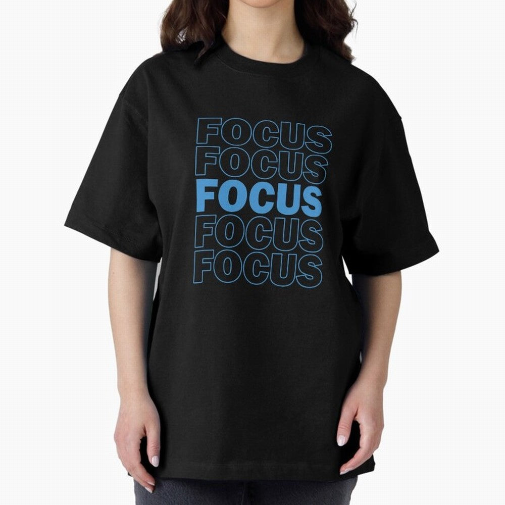 Focus Focus Focus (Blue) Oversized T-Shirt Feel International Energy from FIFA World Cup 2026 Spirit, Connected to France and Portugal, Messi, Neymar and Mbappe, Soccer Culture, Superstar Moments, National Team Dreams and Competitive Fire; Perfect