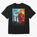 Lionel Messi and Cristiano Ronaldo Oversized T-Shirt Bring Match Day Fire to FIFA World Cup 2026 for Fans of Messi, CR7 and Mbappe and Portugal, Bringing Goal Celebration Energy, Supporter Heritage, Football Icons and Worldwide Tournament Joy;