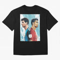 Lionel Messi and Cristiano Ronaldo Oversized T-Shirt Feel the Trophy Chase of FIFA World Cup 2026 USA Canada Mexico Spirit, Built around Spain and Netherlands, Messi, Vintage Soccer Flavor, Modern Football Stars, National Flags and Final Night