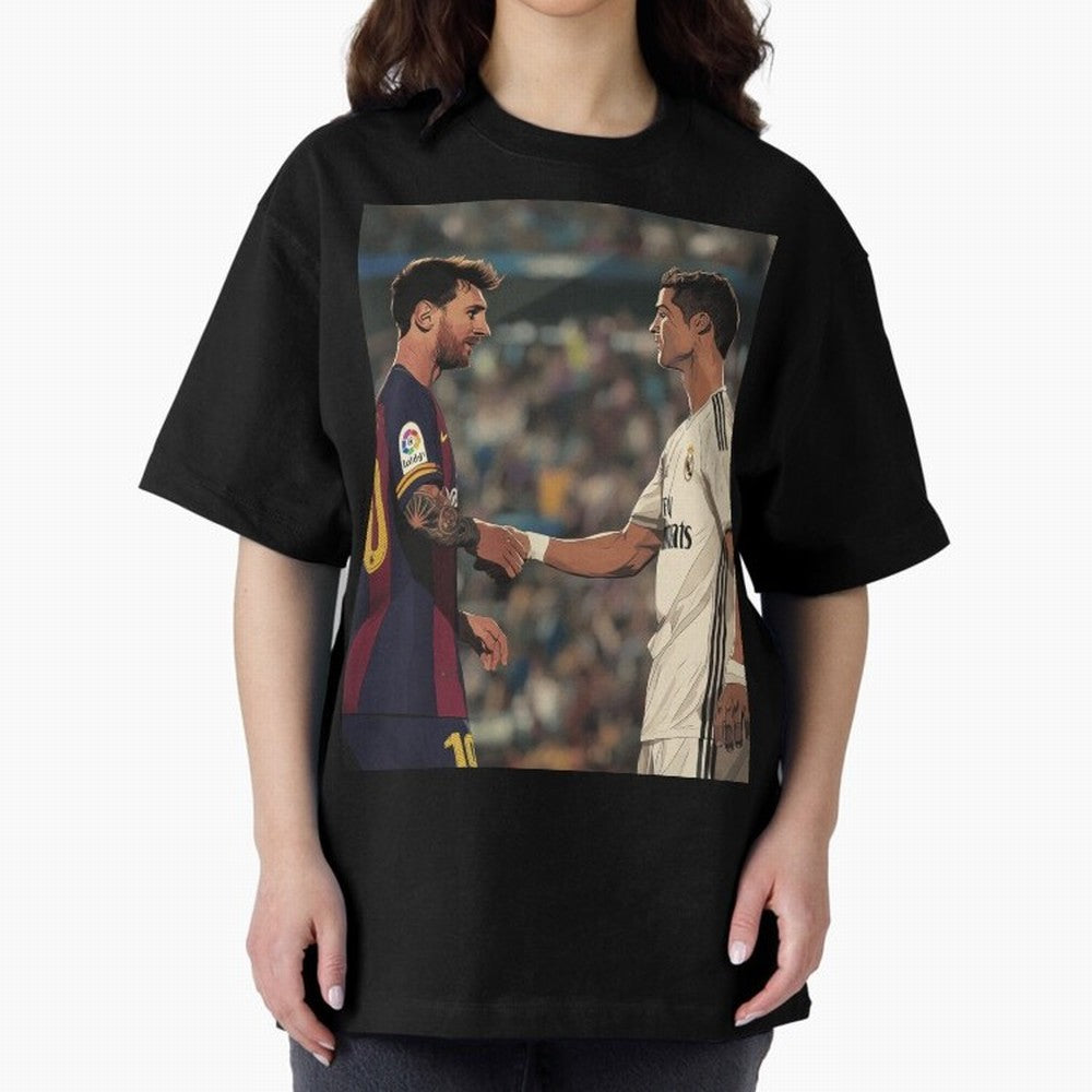 Lionel Messi and Cristiano Ronaldo Oversized T-Shirt Honor FIFA World Cup 2026 Group Stage for Fans of Messi, CR7 and Mbappe and Spain, Bringing Supporter Pride, Iconic Celebrations, Legendary Names and Global Match Day Energy; Perfect for Fans,