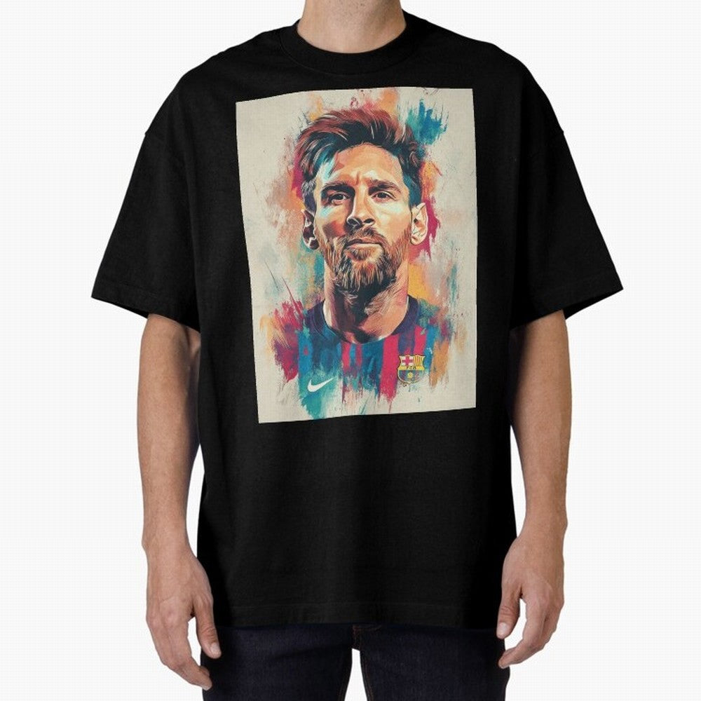Lionel Messi Oversized T-Shirt Celebrate Football Dreams Across Global Football Passion for FIFA World Cup 2026, Capturing Mbappe and Neymar, England, Vintage Soccer Flavor, Modern Football Stars, National Flags and Final Night Emotion; Made for