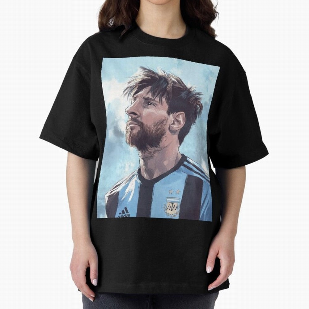 Lionel Messi Oversized T-Shirt Stand Out with Spirit from FIFA World Cup 2026 Group Stage for Fans of Mbappe and Neymar and Brazil, Bringing Tournament Hype, Historic Matchups, Family Viewing Parties and Global Sports Pride; Great for Supporters