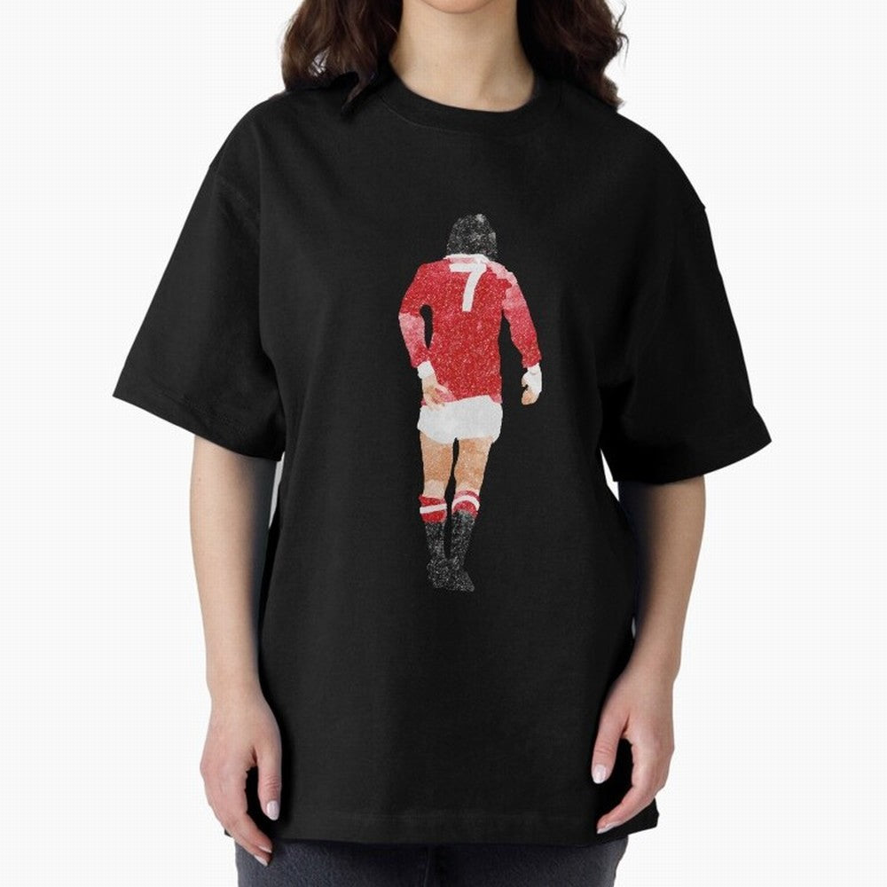George Best watercolour Manchester United Football Northern Ireland Legend number 7 Man United Red D Oversized T-Shirt Back the Journey through Global Football Passion for FIFA World Cup 2026, Inspired by Neymar, Haaland and Cristiano Ronaldo,