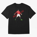 Cristano Ronaldo Celebration Block Art SIUUUU with text Oversized T-Shirt Show Support during FIFA World Cup 2026 Group Stage with Messi, France and Portugal Energy, Classic Soccer Heritage, Championship Pressure, Fan Loyalty and International