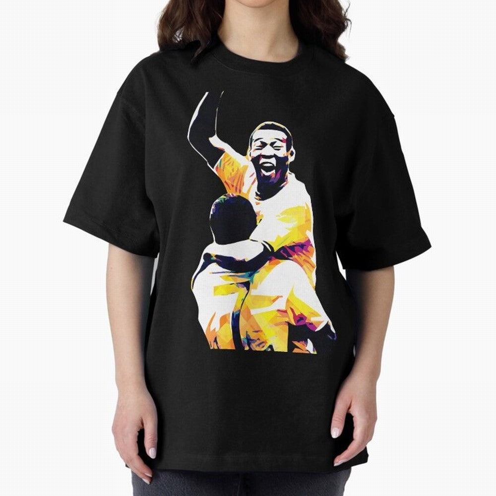 Pele Pop Art Oversized T-Shirt Capture Stadium Memories from Match Day Hype around FIFA World Cup 2026 USA Canada Mexico, Haaland, Argentina, Fan Favorite Moments, National Team Passion, Big Match Drama and Soccer History; Perfect for People Who