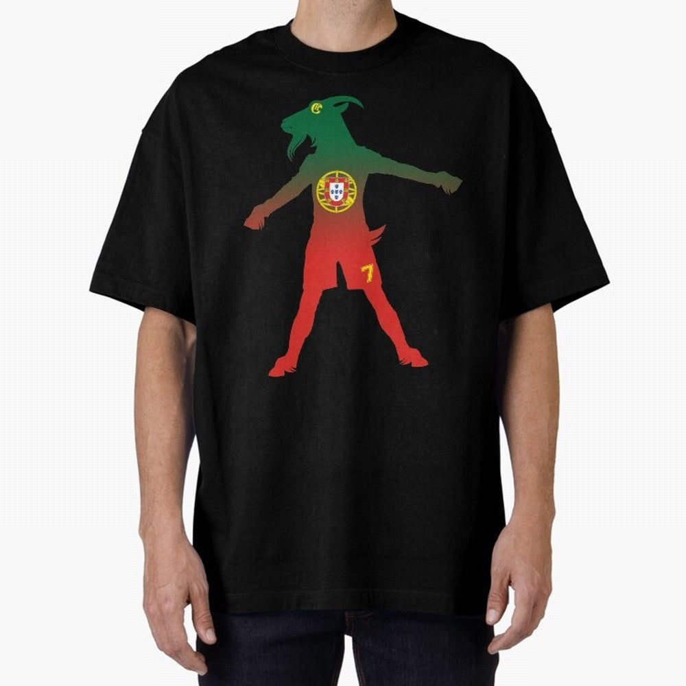 Cristiano Ronaldo GOAT Oversized T-Shirt Fuel Match Day Hype around FIFA World Cup 2026, CR7, England and Germany, Champion Mindset, Group Stage Buzz, Knockout Tension and Passionate Fan Culture; Made for Die Hard Supporters, Soccer Lovers, Game