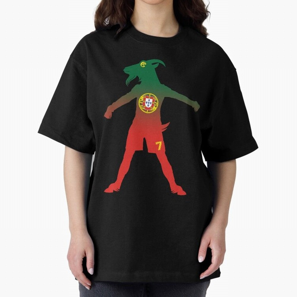 Cristiano Ronaldo GOAT Oversized T-Shirt Fuel Match Day Hype around FIFA World Cup 2026, CR7, England and Germany, Champion Mindset, Group Stage Buzz, Knockout Tension and Passionate Fan Culture; Made for Die Hard Supporters, Soccer Lovers, Game