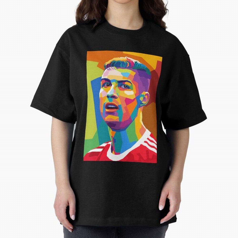 Cristiano Ronaldo Wpap Pop Art Oversized T-Shirt Elevate Match Day Hype around FIFA World Cup 2026 USA Canada Mexico, CR7 and Messi, England, Fan Favorite Moments, National Team Passion, Big Match Drama and Soccer History; Built for Supporters